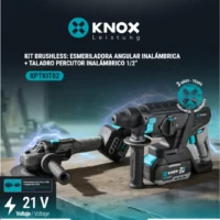 KIT BRUSHLESS: ESMERILADORA ANGULAR INALAMBRICA 21V + ROTOMARTILLO INALAMBRICO 21V